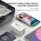 20W PD Fast Charging Universal Travel Adapter, 3-in-1 with 1 Type-C & 1 USB-A Ports, European Plug, International Power Adapter for US/JP/EU/UK/AUS/CHN, Worldwide Travel Essentials White