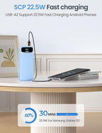 12000mAh Lightweight-Portable-Charger-Power-Bank with Built-in Cables and AC Wall Plug, PD20W USB-C Fast Charging Battery Pack, LED Display External Travel Phone Charger for All iPhone,Samsung,Android