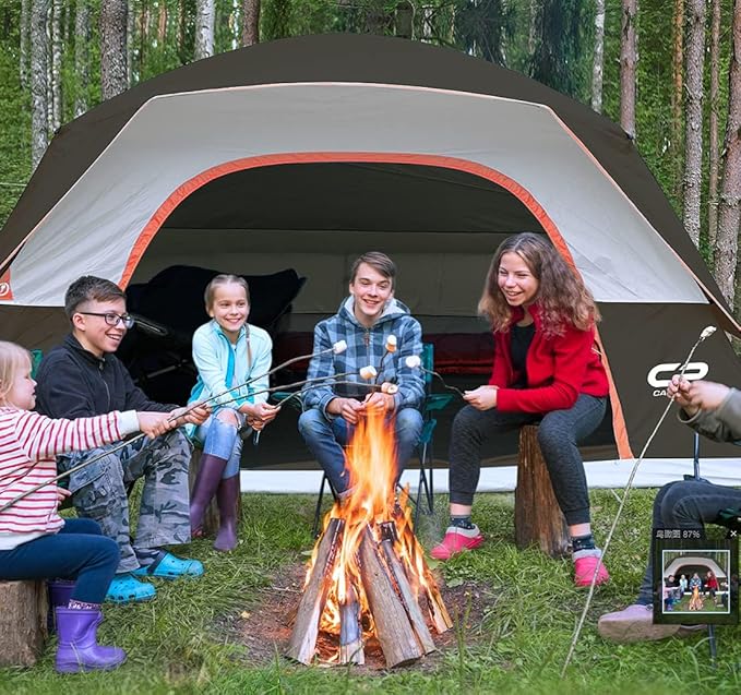 CAMPROS CP Tents for Camping 6 Person Tent Waterproof Windproof Double Layer Family Camping Tent, Easy Setup Dome Tent with Large Mesh Windows & Wider Door for Outdoor Camping & Hiking