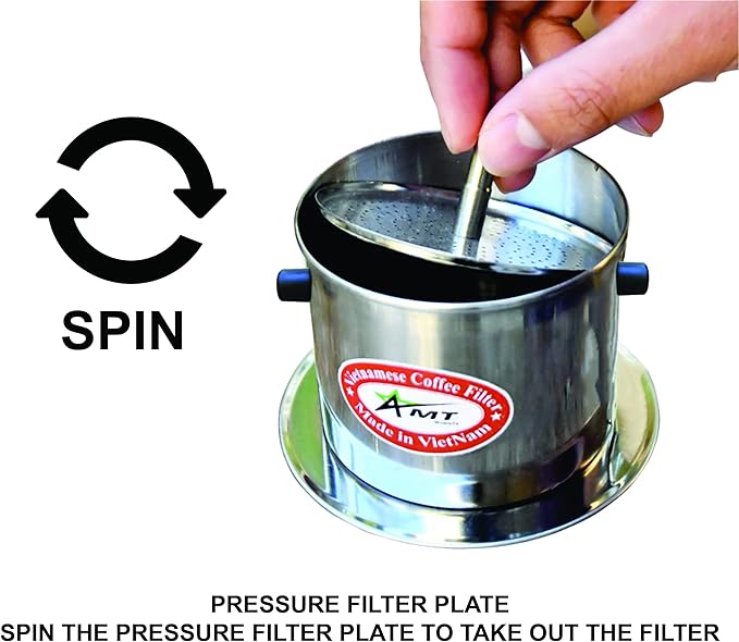 AMT 6.5 oz Coffee Maker, Phin Filter with Cork, Screw Down Coffee Dripper for Vietnamese Style Coffee at Home or Office