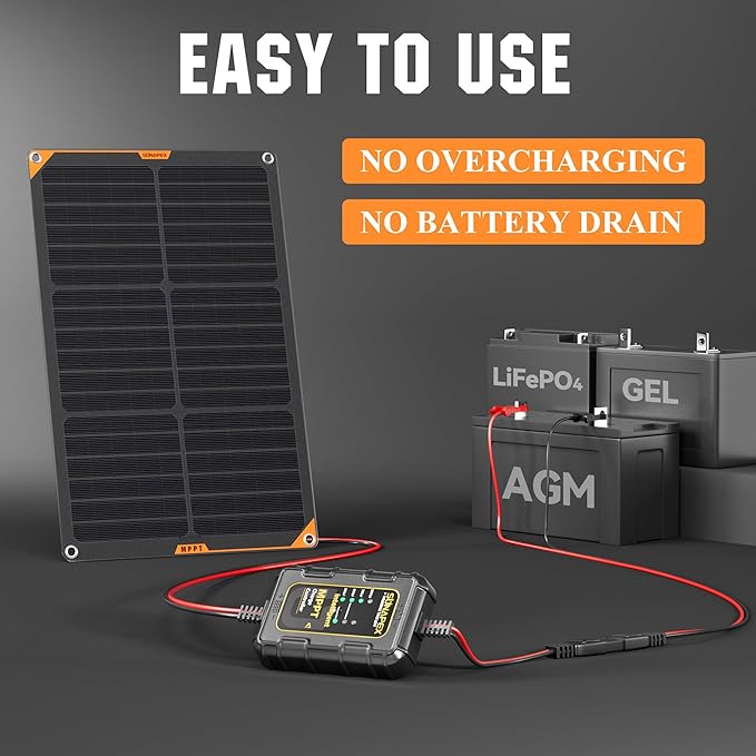 SUNAPEX 30W Flexible Solar Panel with MPPT Charge Controller, Solar Battery Charger Maintainer, 12V Waterproof Solar Trickle Charger for Car, Motorcycle, Boat, Marine, RV, Trailer, Tractor,Truck, etc