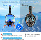Full Face Snorkel Mask for Adults Teen, Snorkeling Gear with Detachable Camera Mount,Panoramic 180° View, Anti-Fog Anti-Leak Snorkling Set for Man and Women