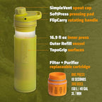 GRAYL UltraPress Water Purifier & Filter Bottle for Hiking, Backpacking, and Travel (Forager Moss)