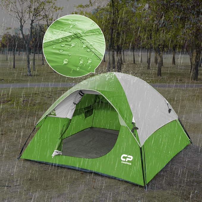 CAMPROS Tent-3-Person-Camping-Tents, Waterproof Windproof Backpacking Tent with Top Rainfly, Easy Set up Small Lightweight Tents, for All Seasons Hiking Beach Outdoor with 3 Mesh Windows