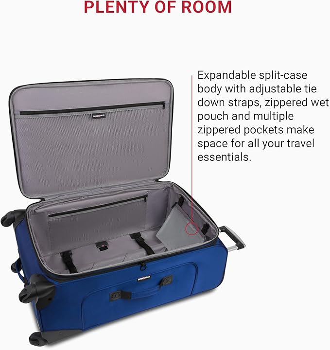 SwissGear Sion Softside Expandable Luggage, Blue, 3-Piece Set (21/25/29)