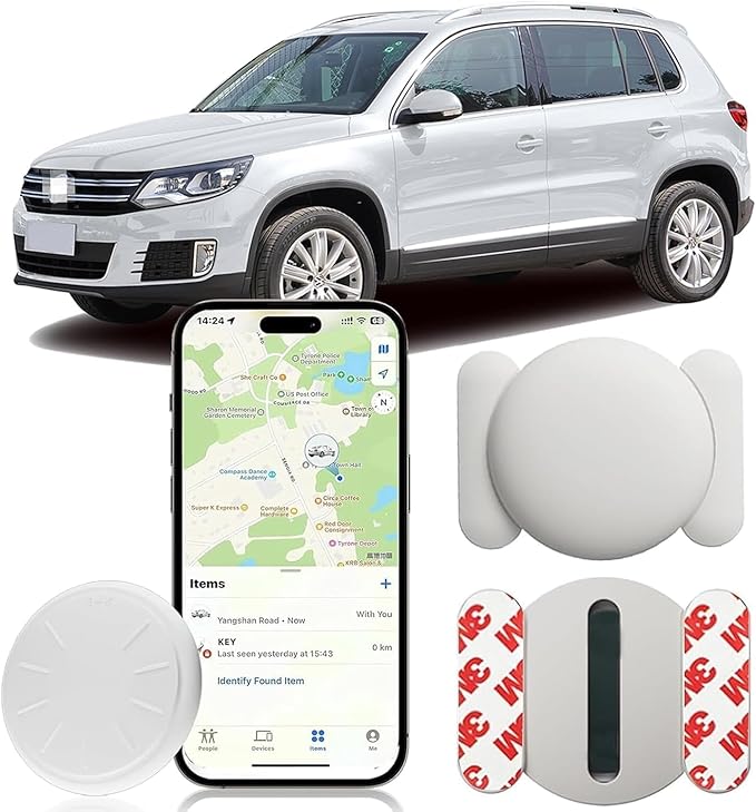 Tracker Device for Vehicles,Car GPS Tracker Work with Apple Find My(iOS Only),No Monthly Fee Mini Hidden Car Tracker with Magnetic Case (White,1PCS)