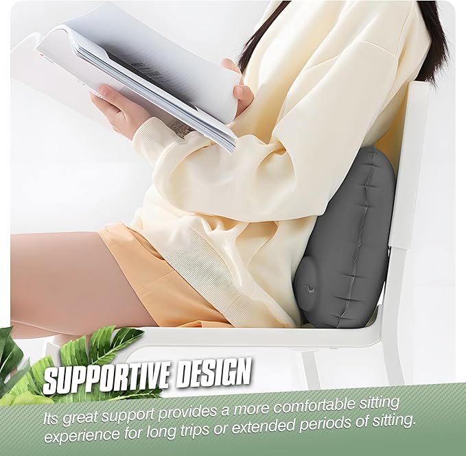 2-Pack Inflatable Camping Pillow, Portable Travel Pillow for Sleeping, Lightweight Compact Inflatable Pillows for Beach, Hiking, Backpacking, Airplane Travel, Press-to-Inflate Design (Grey)