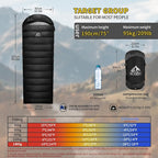 Down Sleeping Bag for Adults. 680FP Ultralight Portable, Backpacking Sleeping Bag for Hiking, Camping, Mountaineering, expeditions and Backpacking. with Compression Sack