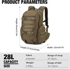 Mardingtop Tactical Molle Backpack for Men - 28L EDC Hiking & Motorcycle Backpack
