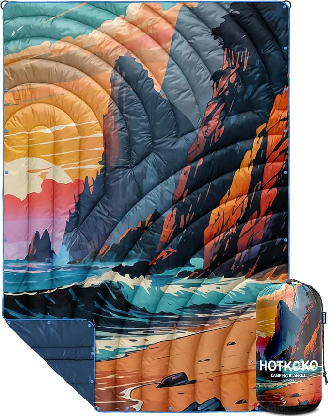 Camping Blanket,Lightweight Puffy Printed Camping Blanket Packable Outdoor Blanket for Camping,Traveling, Stadium, Hiking, Picnics