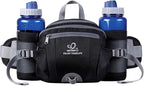 WATERFLY Fanny Pack Waist Bag: Fannie Pack 2 Water Bottle Holders Lumbar Belt Hiking Walking Running Jogging Camping Large Woman Man (Bottle Not Included)