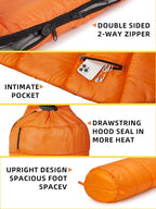 Bessport Mummy Sleeping Bag | 15-45 ℉ Extreme 3-4 Season Sleeping Bag for Adults Cold Weather– Warm and Washable, for Hiking Traveling & Outdoor Activities