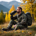 32 oz Insulated Water Bottle Stainless Steel with Sleeve - Military Metal Water Jug, For Gym Workout Hiking, Camo Black Water Bottle Pouch