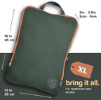 Large Compression Packing Cubes for Travel-Packing Cube Luggage Organizers 7 Piece Set for Checked Luggage-Ultralight, Expandable/Compression Bags by TRIPPED Travel Gear (Green and Brown)