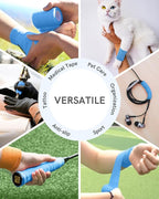 FriCARE Self Adhesive Bandage Wrap, Medical Tape in First Aid Kit, Cohesive Bandages for Wounds Sport Vet, FSA/HSA Eligible, 2 Inches X 5 Yards 6 Rolls, Fluorescent Blue