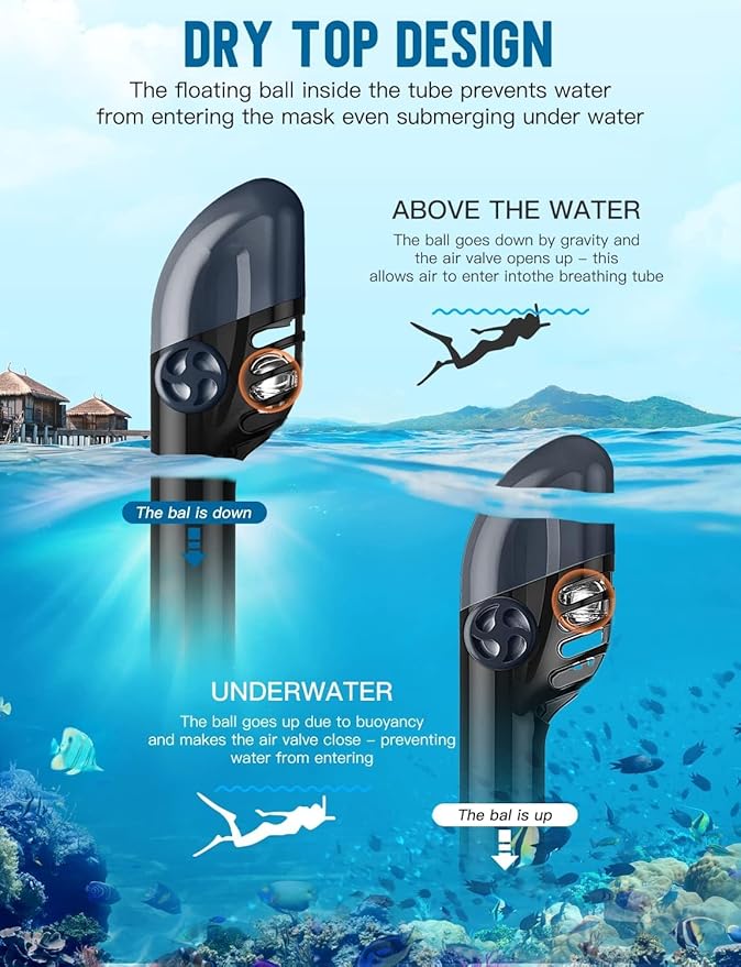 Zenoplige Full Face Snorkel Mask Adults,Dry-Top Snorkeling Gear with Camera Mount,Foldable 180-Degree Panoramic Scuba Mask for Snorkeling Diving Swimming Travel,Snorkel Mask Anti-Fog & Anti-Leak