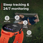 SUUNTO Run Running GPS Sports Watch with Silicone Strap, 1.32" AMOLED Touchscreen w/Crown Button, Wrist Heart-Rate & Sleep Health Tracking, Coral Orange