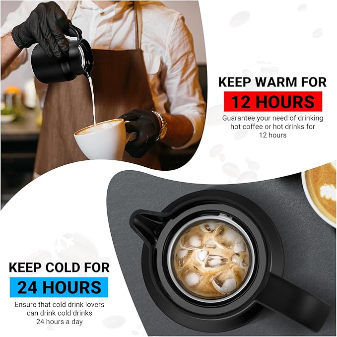 27Oz Thermal Coffee Carafes For Keeping Hot/Cold, Stainless Steel Coffee Carafe, Dustproof Insulated Water Carafe for Party/Home,Black