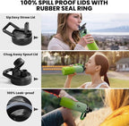 Insulated Water Bottle 40 oz, Triple Wall Vacuum Stainless Steel (Cold for 48 Hrs), Leak Proof & Non-BPA, Modern Water Flask Jug with Paracord Handle & Straw Spout Lids, Ombre Green