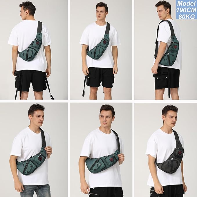 NICGID Sling Bag Chest Shoulder Backpack Crossbody Bags Casual Daypack for Men Women (Dark green-2620N)