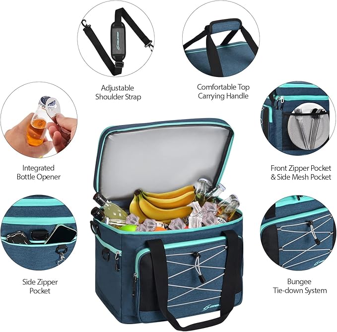 Maelstrom Collapsible Soft Cooler Bag, 24/30/60/75 Cans Beach Cooler, Ice Chest, Leakproof & Portable for Beach, Camping, Road Trips & Grocery Shopping