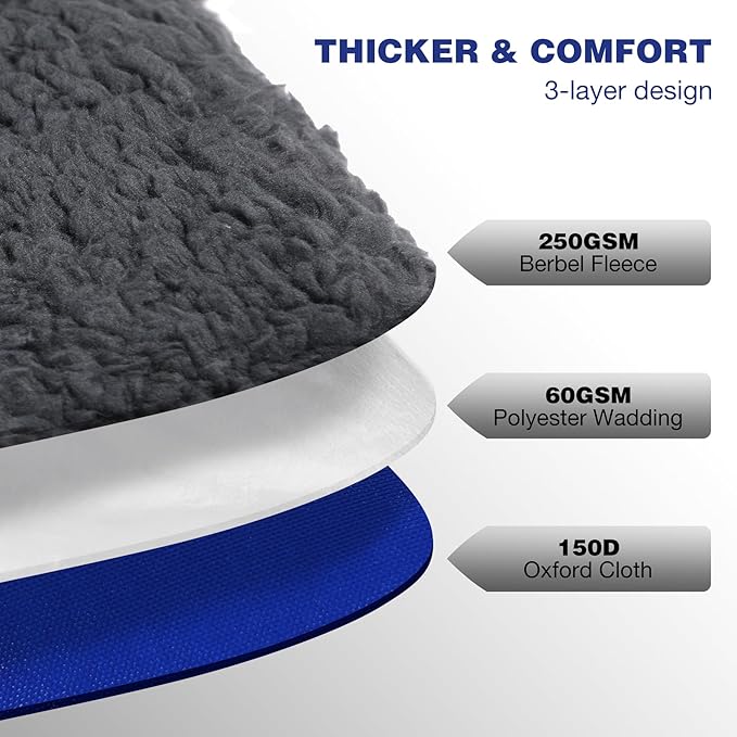 REDCAMP Large Outdoor Camping Blanket with Sherpa Lining, Waterproof and Windproof Cold Weather Blanket for Camping Stadium, Machine Washable 79"x 79" Blue