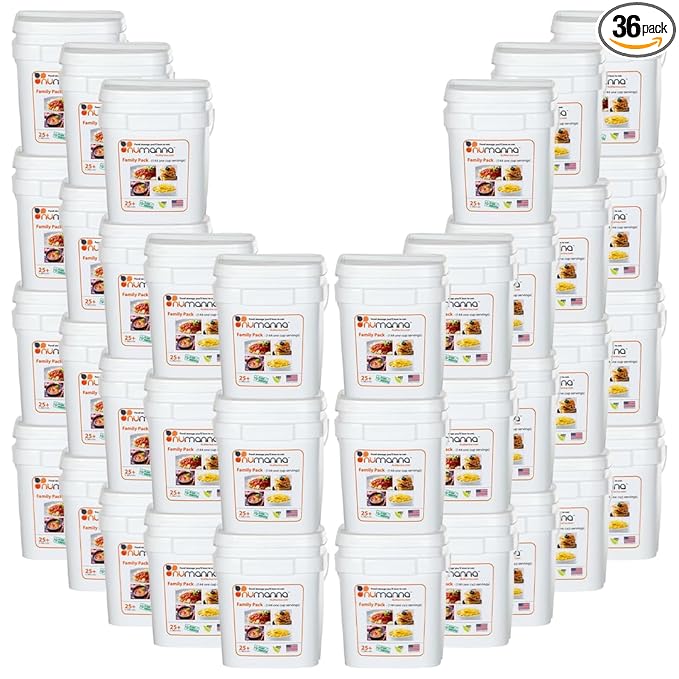 Numanna Family Pack Bucket 5,184 Servings 36-Months Emergency Meal Kit | Easy-to-Prepare, Non-GMO Freeze-Dried Survival Food | Everyday Meals in Resealable Pouches | Made in USA | 25+ Year Shelf Life