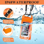 IP68 Waterproof Dry Bag, 2L - Roll Top Waterproof Pool Bag，Dry Bags for Kayaking Waterproof-w/Phone Pouch,Large Waterproof Phone Pouch,Boating & Kayak Accessories Camping (Orange 2L)