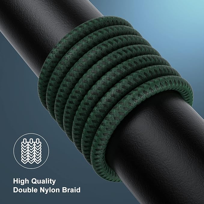 Essri 2Pack for iPhone Charger Cord 10FT, Lighting Cable 10 Feet to USB Charging Cable, Nylon Braided Charging Cord 10 Foot Compatible with iPhone 14 13 12 11 X XS XR 15 Pad -Green