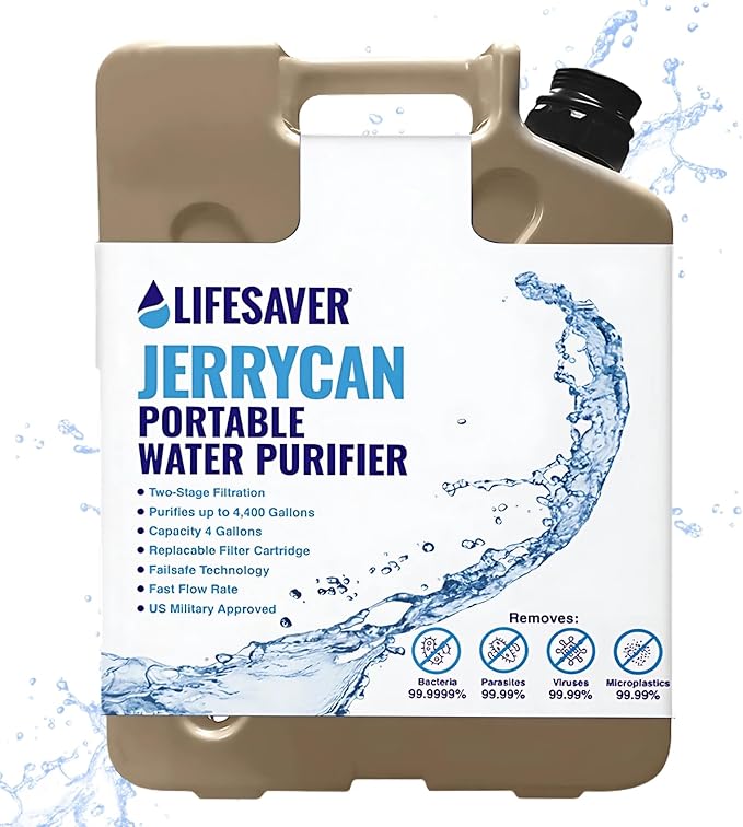 Lifesaver Jerrycan Water Purifier - Military Spec, Heavy Duty Water Purifier for Overlanding, Camping, Hiking, Emergency Preparedness and Survival Kit