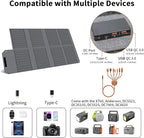 80W Foldable Solar Panel, Portable Solar Charger with 4 Ports (DC/USB-C/2xUSB-A) & 7-in-1 Connector, Waterproof & 23% High Efficiency for Camping RV, Compatible with Power Stations Phones