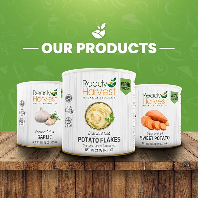 Ready Harvest Dehydrated Food - Potato Flakes | Emergency Food | Instant Mashed Potatoes | #10 Can | 30-Year Shelf Life | Cans Filled to the Top