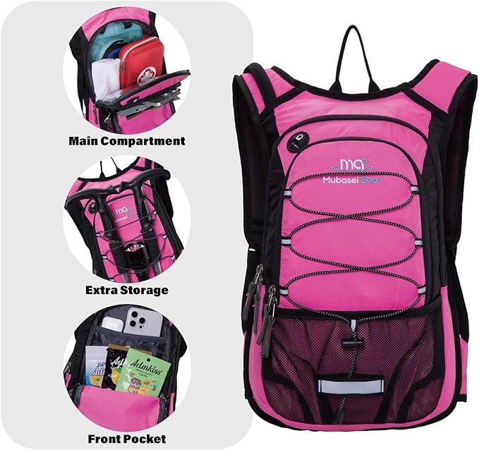 15L Insulated Hydration Backpack Pack with 2L Water Bladder Lightweight Hiking Backpack Bag for Women Men Daypack for Hiking Running Festival Camping Biking