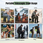 Upgraded Foldable Stool Thickened, Portable Collapsible Stool Retractable Stool for Fishing, Hiking Tours, BBQ, Parties, Outdoor Activities (Olive Green)