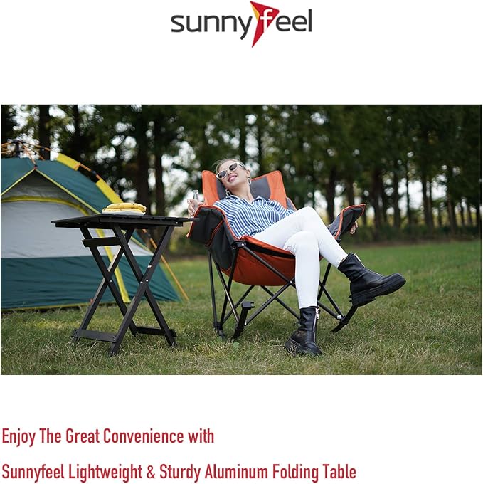 SUNNYFEEL Folding Camping Table - Lightweight Aluminum Portable Picnic Table, 18.5x18.5x24.5 Inch for Cooking, Beach, Hiking, Travel, Fishing, BBQ, Indoor Outdoor Small Foldable Camp Tables