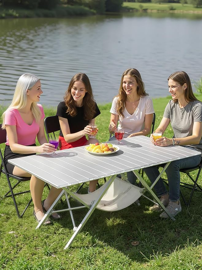 ONEFOREST One-Step Fold Up Camping Table, Portable Folding Camp Table, Lightweight Carry Table for Outdoor Hiking Picnics BBQ Cooking