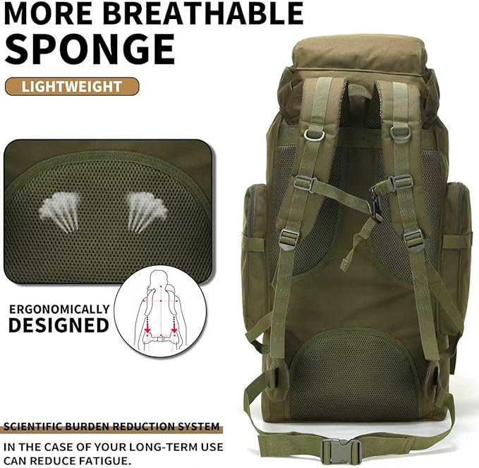 Hiking Backpack for Men 70L/100L Camping Backpack Military Rucksack Molle 3 Days Assault Pack for Climbing