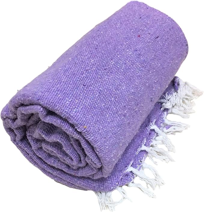 Open Road Goods Solid Color Mexican Yoga Blanket – Large Handwoven Throw for Yoga, Beach, Camping or Home – Soft and Durable Cotton Blend