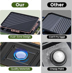 OGERY 2-Burner Foldable Camping Stove with Griddle (Textured & Smooth) and Carrying Bag, Portable Propane Camp Stove with 2 Adjustable Burners & Piezo Ignition, for Camping Tailgating Essentials Gear