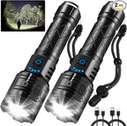 IkeeRuic 2Pack Rechargeable Flashlights High Lumens, Powerful Tactical Flashlights, 5 Modes LED Flashlight Adjustable, Brightest Flashlight Waterproof, Handheld Flash Light for Home, Camping, Hiking