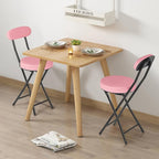 Cushioned Padded Folding Stools, Folding Bar Stool with Backrest, 220lb Capacity, 19 Inch Collapsible Round Portable Foldable Chair for Outdoor Indoor Kitchen Camping Fishing(Pink, 2 Pack)