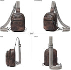 3L SMALL Sling Bag Fanny Packs For Women Men Mini Crossbody Chest Belt Travel Bag Purse Handbag Faux Leather Fashion Cute Coffee Color