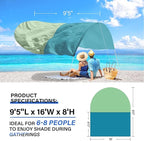 Beach Sun Shade Canopy,Beach Pop up Tent Sun Shade Sail for 8 People,Relying On Wind Power Umbrella Only 4 Lbs