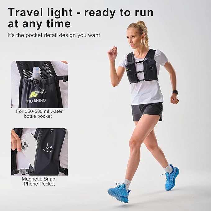 Running Vest with 350 ML TPU Soft Flask, Small Running Water Vest -Adjustable Chest Straps, Lightweight Hydration Vest Pack for Trail Marathon Hiking Cycling for Women Men Mini