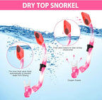 Kids Snorkel Set Dry Top Snorkeling Gear for Kids Youth Boys Girls Junior Age 5-15,Tempered Glass Swimming Diving Mask and Snorkel Set 180 Degree Panoramic View