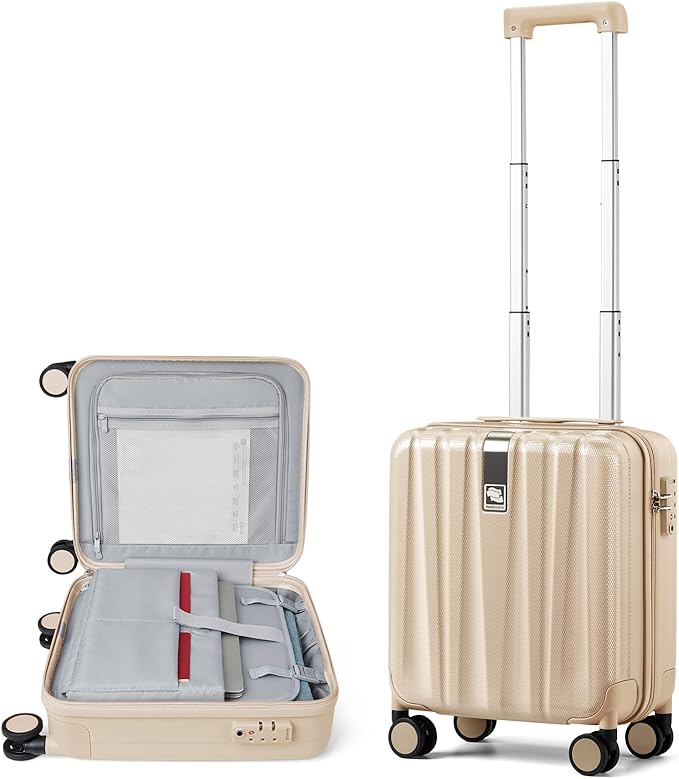 Hanke 16 Inch Underseat Carry on Suitcases with Wheels,Lightweight Hard Shell Carry on Luggage for Weekender, Travel Approved Small Suitcase,Travel Luggage for Womem Men,Cuba Sand pink.