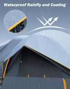 JOYTUTUS SUV Tent for Camping with Rainfly, Double Door Design Car Tent with Aluminum Poles, SUV Tailgate Tent with Waterproof PU2000mm Double Layer for 4-8 Person, Orange