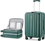 Hanke 26 Inch Large Checked Luggage PC Hard Shell Luggage Top Opening Travel Luggage Suitcases with Wheels for Woman Men.(Dark Green)