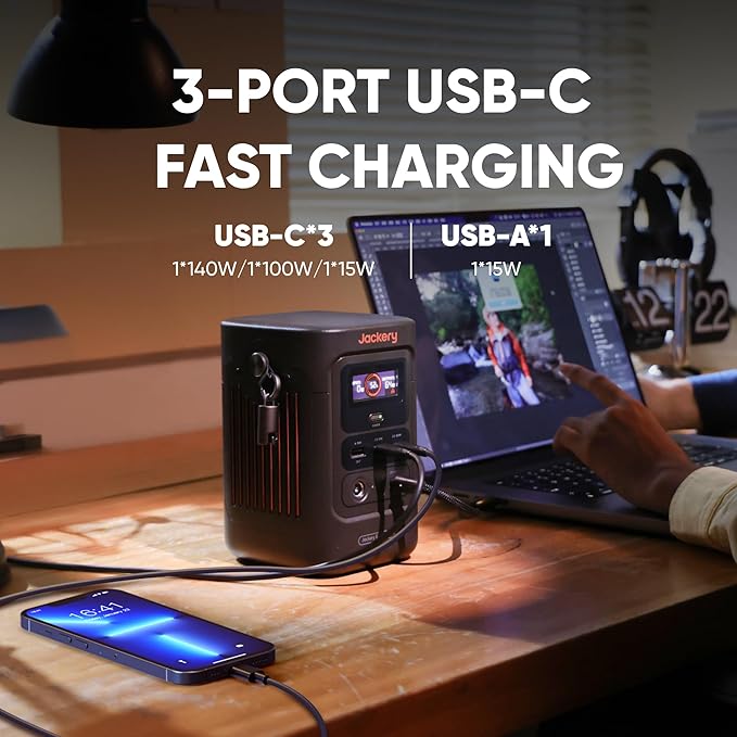 Jackery Explorer 240D Power Bank, 256Wh LiFePO4 Battery Portable Power Station, 200W DC Output, Charging Cable Included,1-Hour Fast Charging, Compact for Outdoor Camping, Travel, Emergencies