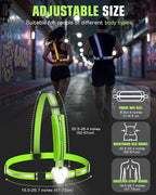 Zacro Reflective Running Vest with 9 RGB Modes, 500LM High Visibility Chest Light for Runners, Rechargeable Light Up Running Gear for Night Safety Cycling Hiking Dog Walking Adjustable for Men Women